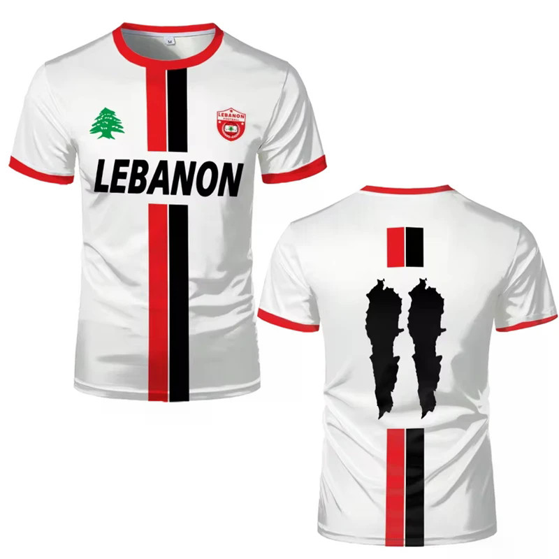 Líbano Camisa De Futebol T Camisas Adulto E Crianças Oversized Digital Impressão 3d Esportes Uniformes Masculino Bandeir