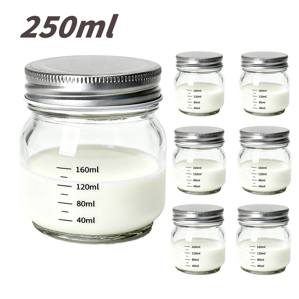 Kit 12 Potes de Vidro 250ml | Tampas Metálicas | Armazenamento de Leite Materno em Oferta na Shopee