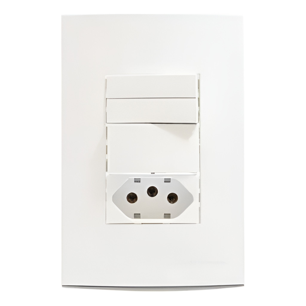 Conj 4x2 C/ 3 Interruptores + Tomada 20a Sleek - Margirius Cor Branco em Oferta na Shopee