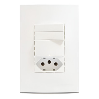 Conj 4x2 C/ 3 Interruptores + Tomada 20a Sleek - Margirius Cor Branco em Oferta na Shopee