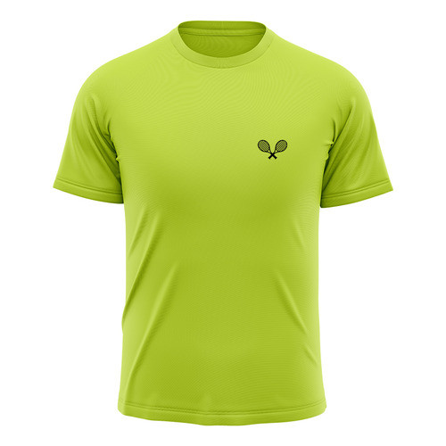 Camiseta Masculina Manga Curta Fitness Estampado Training, Premium, Academia, Treino, Esporte, Corrida Raquetes Verde