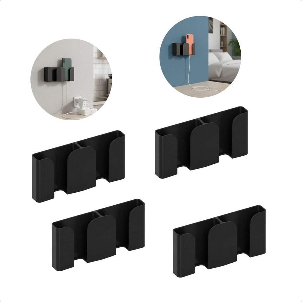 Kit 4 Suporte Organizador De Parede Multiuso Para Celular Suporte Adesivo Sem Furo Plástico Resistente