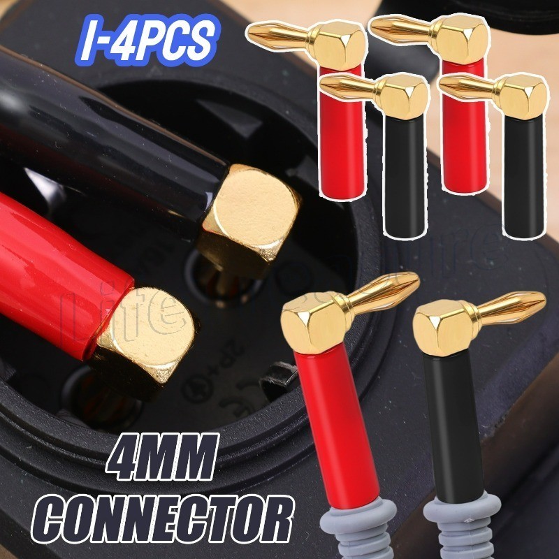 Conector De Áudio Em Forma De L-Plugue De Fiação Rápida De 4 Mm-Terminais De Latão Banana Jack-Adaptador De Porta Eletrô