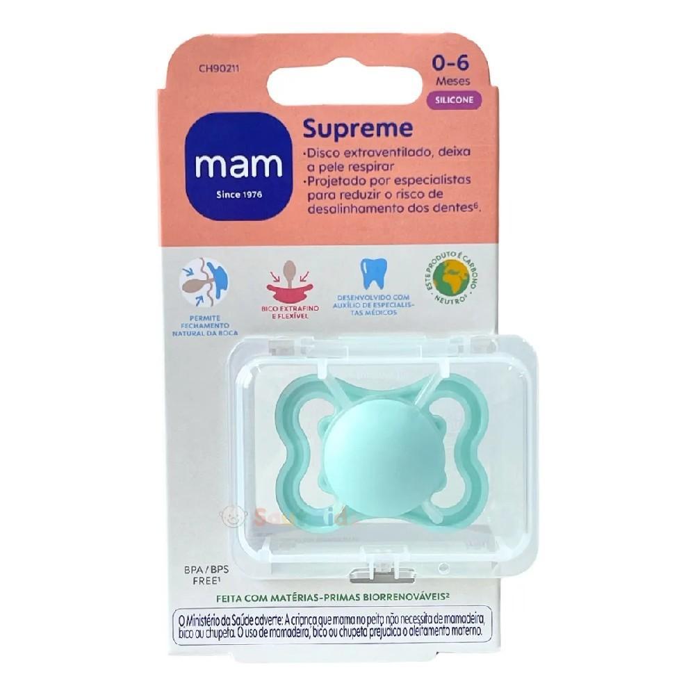 Chupeta Supreme 0 a 6 Meses Unitária Azul - Mam Baby em Oferta na Shopee