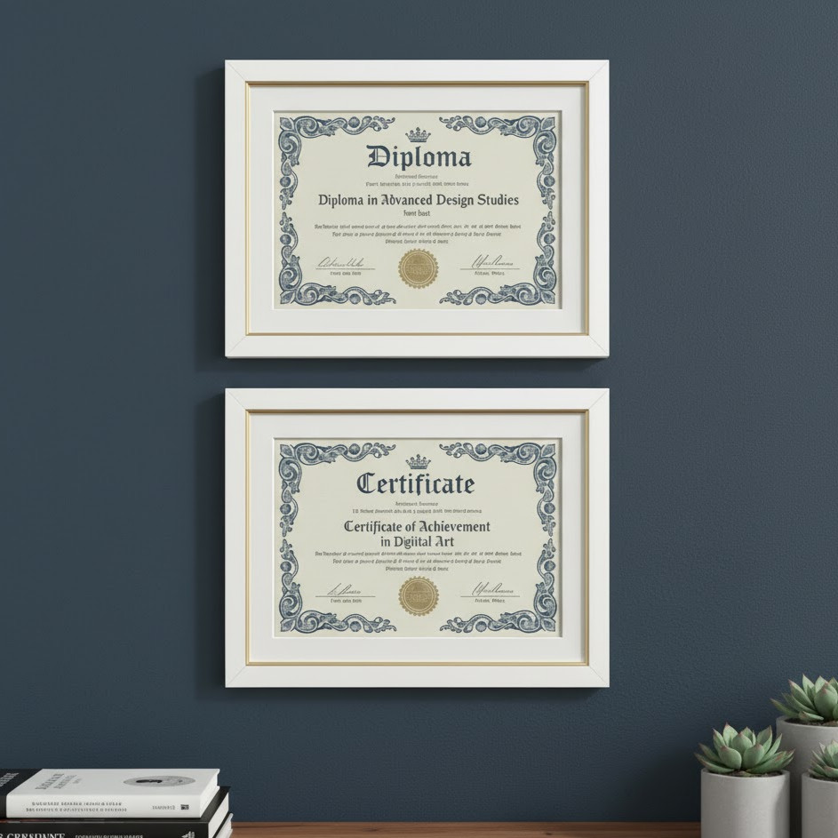 KIT 2 Quadros A4 Porta Retrato de Parede Moldura Madeira Branco com Dourado ou Preto - ZALLUNA em Oferta na Shopee