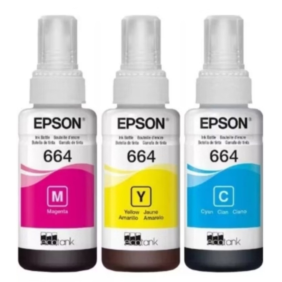 KIT 3  TINTA DE USO EPSON T664 SÓ COLORIDAS! epson L220 L355 L365 L396 L455 L495 e mais