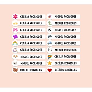 Etiquetas Escolares Personalizadas com Nome – À Prova d’Água Adesivas Bebês e Crianças 70 140 em Oferta na Shopee