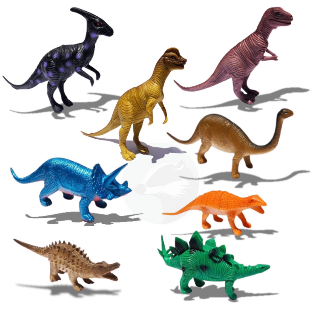 Kit Com 8 Dinossauros Emborrachado Grandes - Dino World Brinquedo infantil em Oferta na Shopee