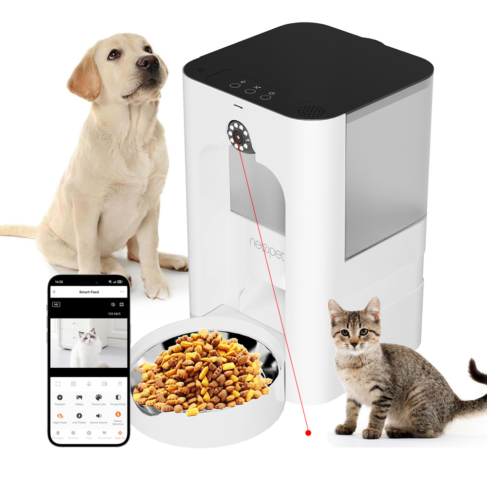 Newpet 5L Alimentador Automático Com Câmera WIFI Cães Comida Seca Distribuidor Inteligente com Controle Remoto