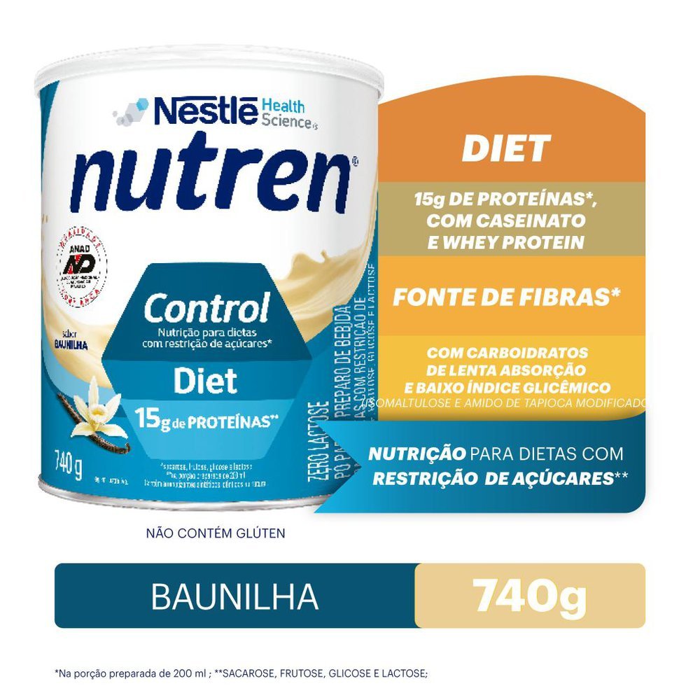 Detalhes do Nutren Control Baunilha Complemento Alimentar 740g