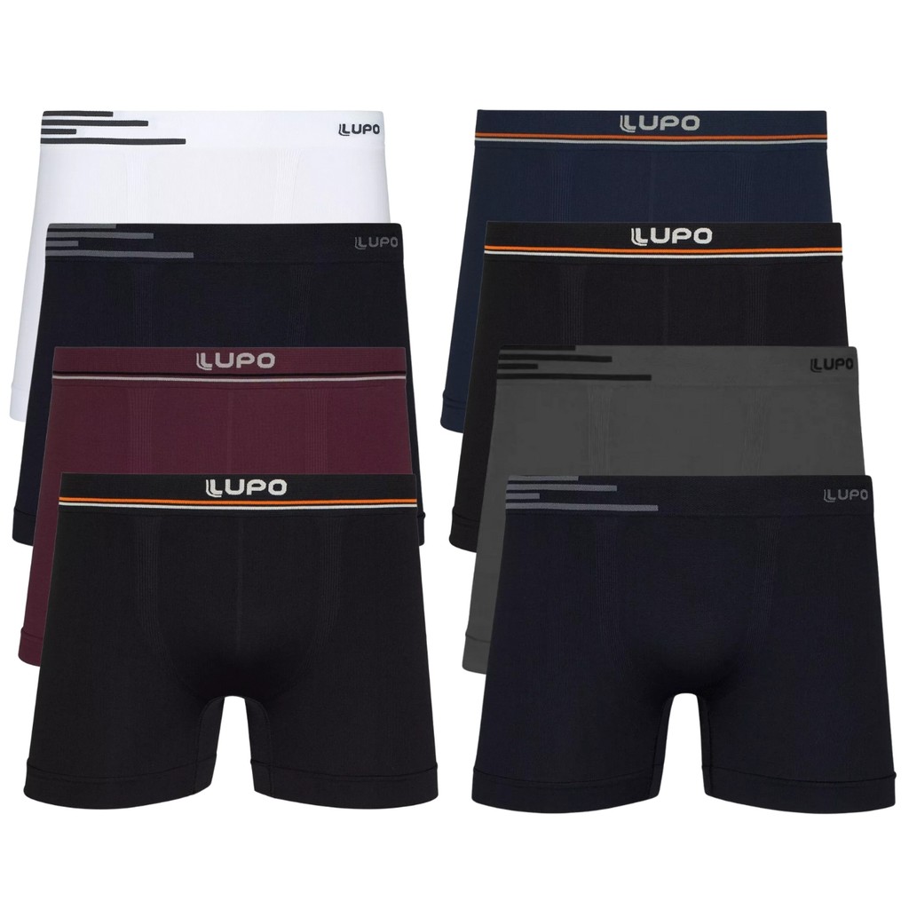 Kit 8 Cuecas Boxer Box Lupo Microfibra Sem Costura Original Adulto