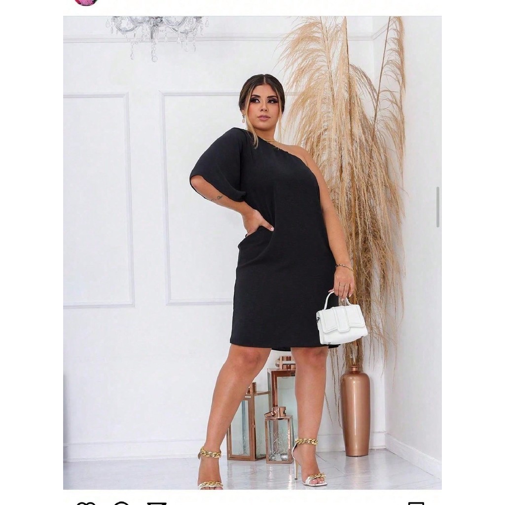 Vestido curto / Vestido Plus Size / Vestido uma manga só / Vestido Soltinho / Vestido Verão