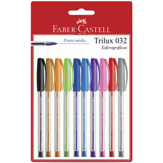 Caneta esferográfica 1.0 Trilux Colors SM/032ESC10 com 10 unidades Faber-Castell em Oferta na Shopee