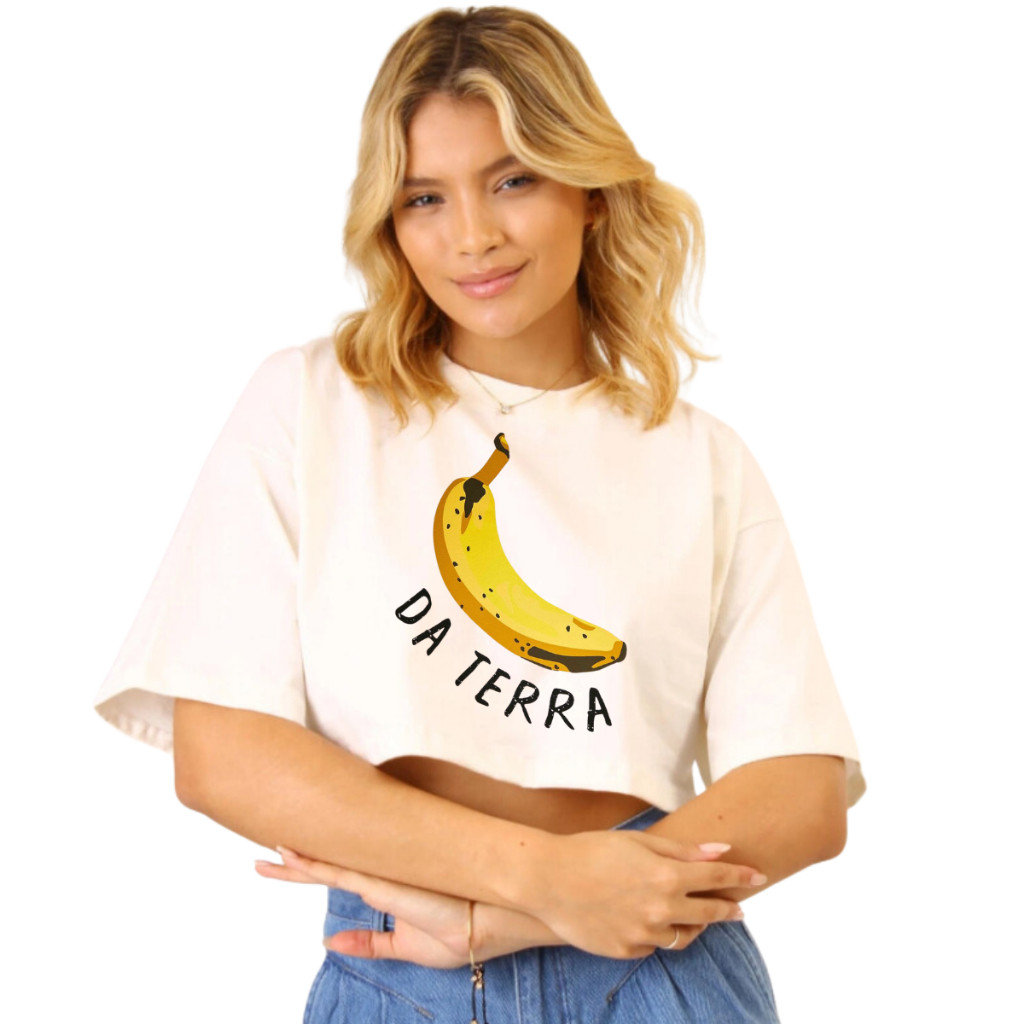 Cropped Oversized Banana Da Terra Floral Estampado Fazenda Rio Delicado