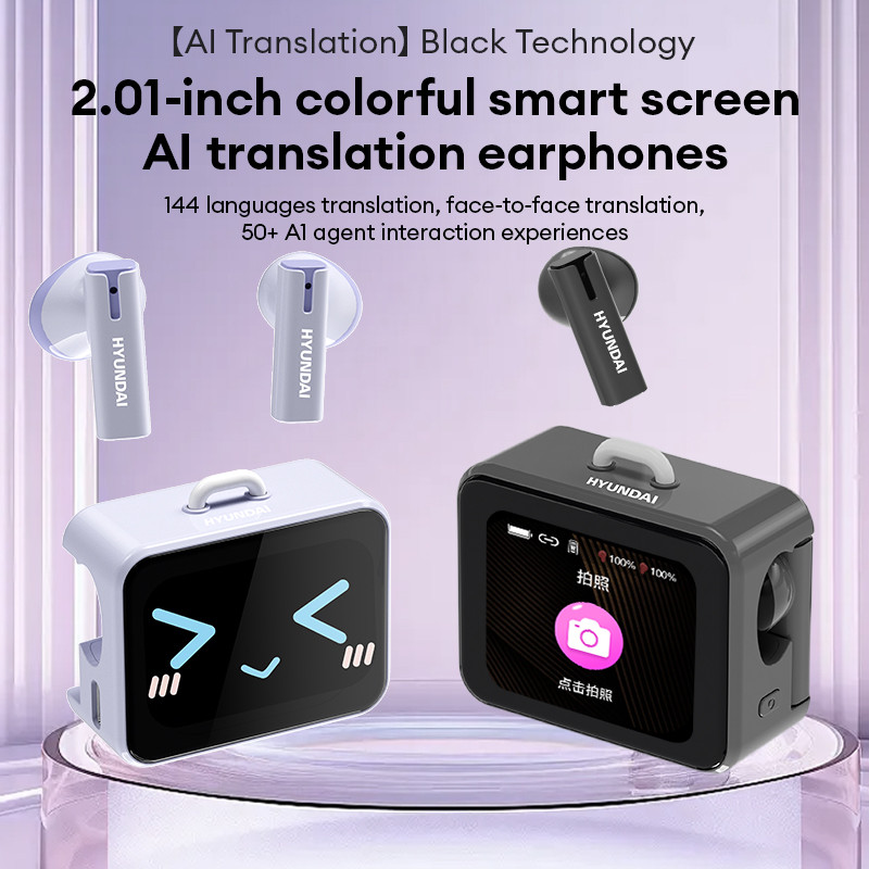 Detalhes do HYUNDAI HY-C19 , Fones De Ouvido Bluetooth 6.0 , IPX5 À Prova De Suor , Tradução Instantânea De 144 Idiomas , Tela Intel