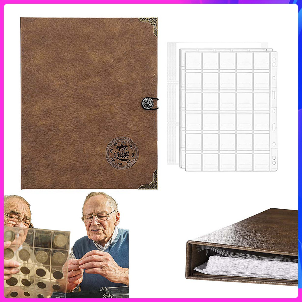Álbum Numismático Profissional, 30.5x24x4 cm, Guarda até 150 Moedas e 240 Cédulas, Material Durável