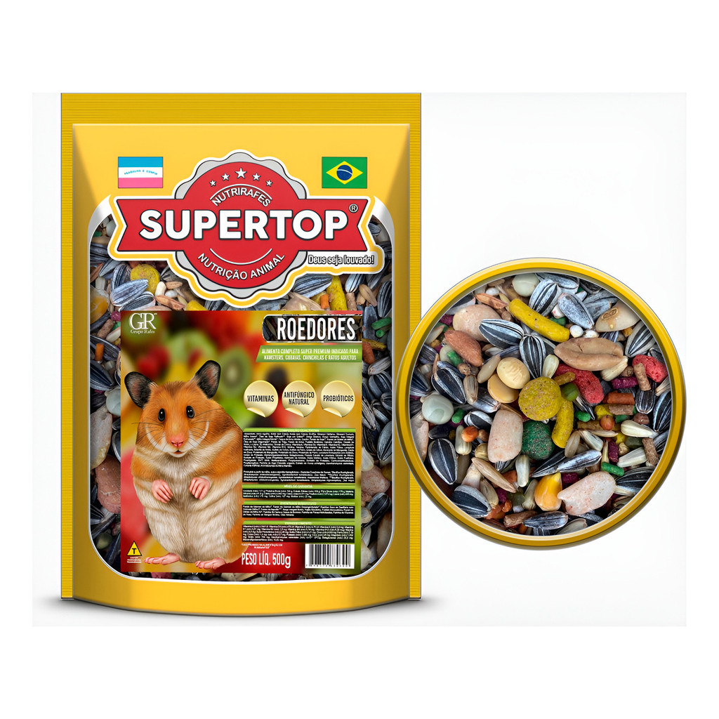 Ração Supertop Porquinho Índia Roedores Hamster Chinchila 500g