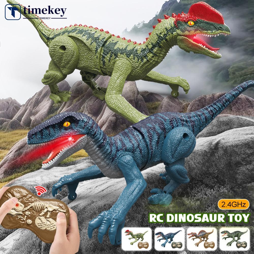 TIMEKEY Brinquedos De Dinossauro De Controle Remoto 2.4Ghz RC Brinquedo Robô Elétrico Ambulante Com Som De Verisimidade 