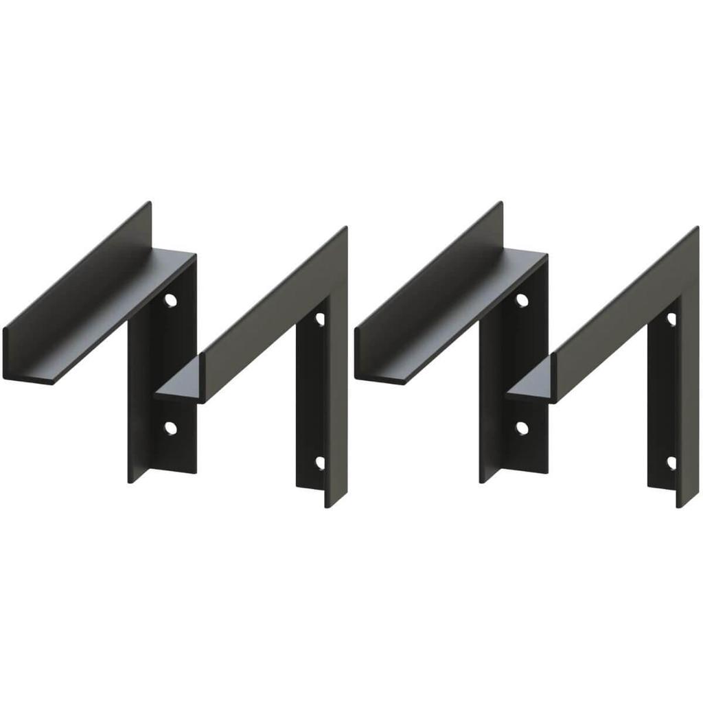 Conjunto 4 Suportes para Prateleira Mãos Francesas Reforçadas Pretas Cantoneira Aço Carbono