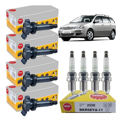 4 Bobinas + Jogo De Velas Corolla 1.8 16v Gasolina 2007 2008 em Oferta na Shopee