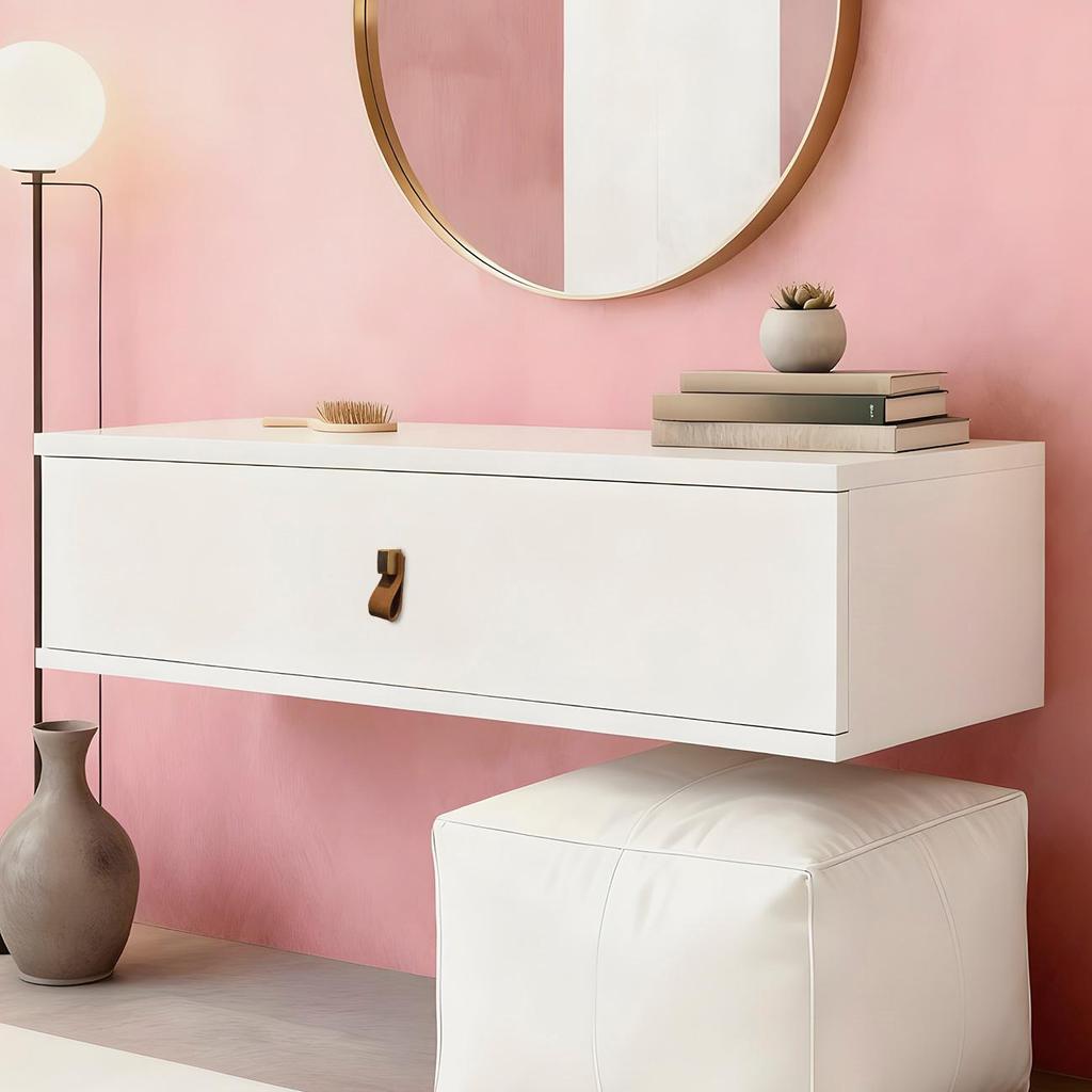 Penteadeira Suspensa 90cm 1 Gaveta Quarto Lila Branco Z49   - Mpozenato em Oferta na Shopee