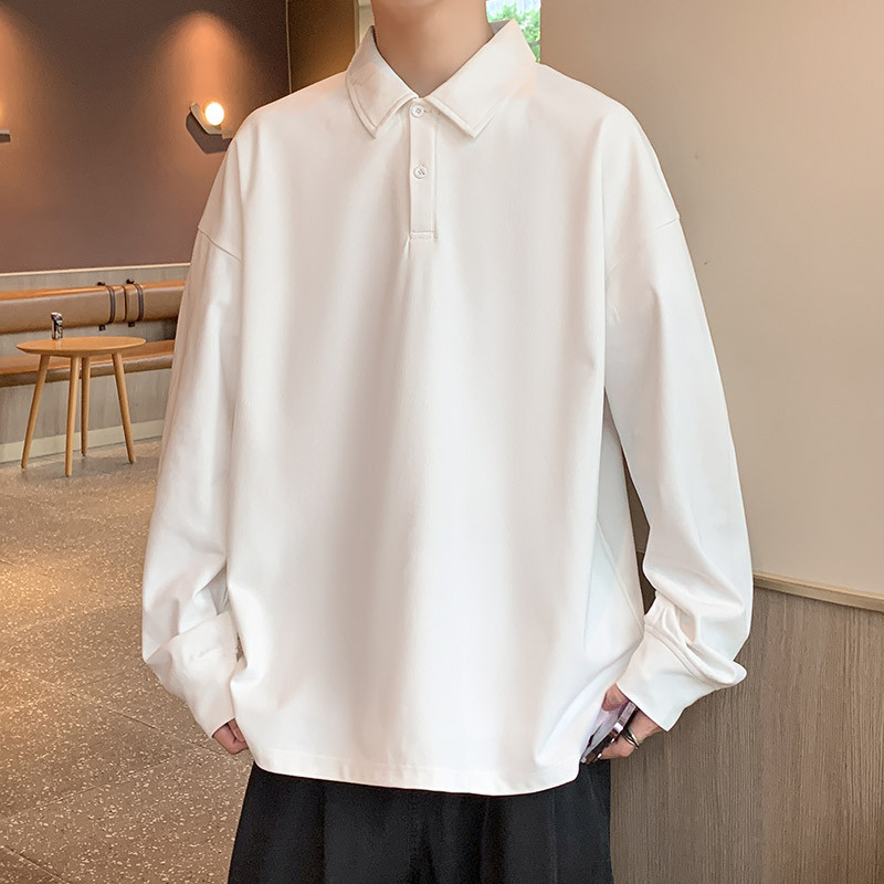 Camiseta de manga comprida meninos camisa polo moletom primavera outono 2026 novo estilo Street Wear lapela outono roupa