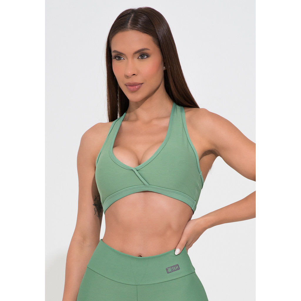 TOP FITNESS FEMININO DECOTE TRANSPASSADO ACTION DLK