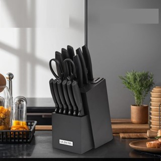 Facas de Cozinha Conjunto de 14 peças Inox com Afiador Embutido Bloco Luxo de Bancada em Oferta na Shopee