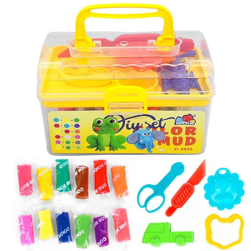 Maleta de Brinquedo com 12 Massinhas e 6 Acessórios de Modelar Infantil Educativo