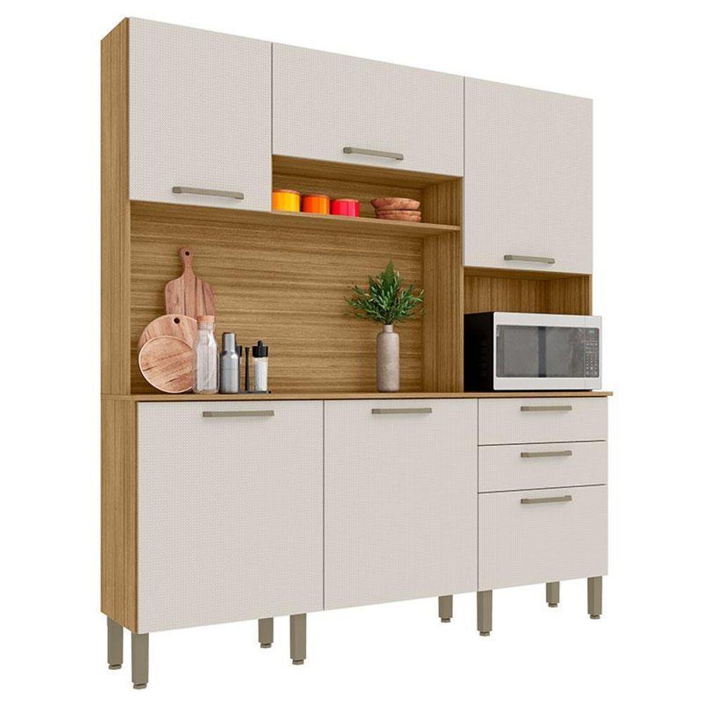 Cozinha Ferrara Plus 6 Portas E 2 Gavetas Freijó Soft - Kits Paraná em Oferta na Shopee