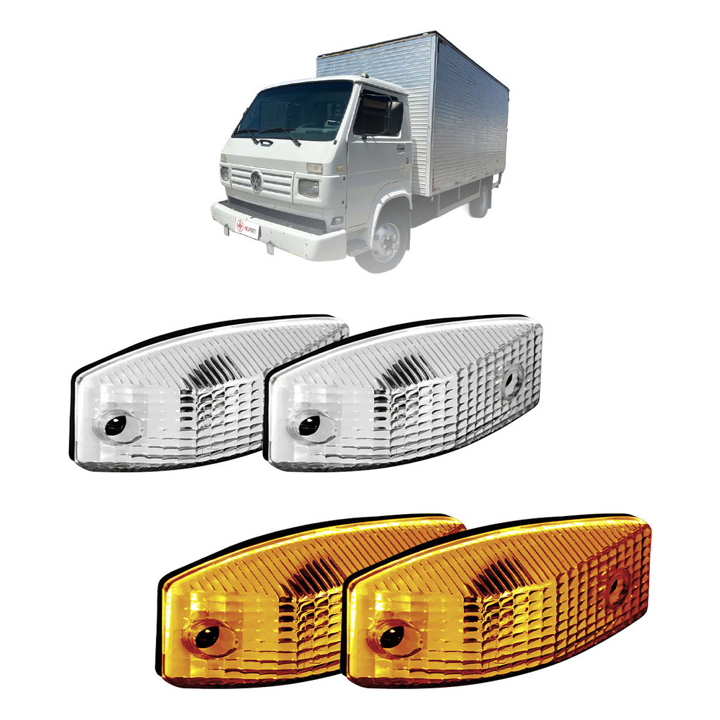 Kit 2 Lanterna Lateral Caminhão VW Linha Antiga Leve e Pesado 1981 a 1999 Cristal ou Ambar