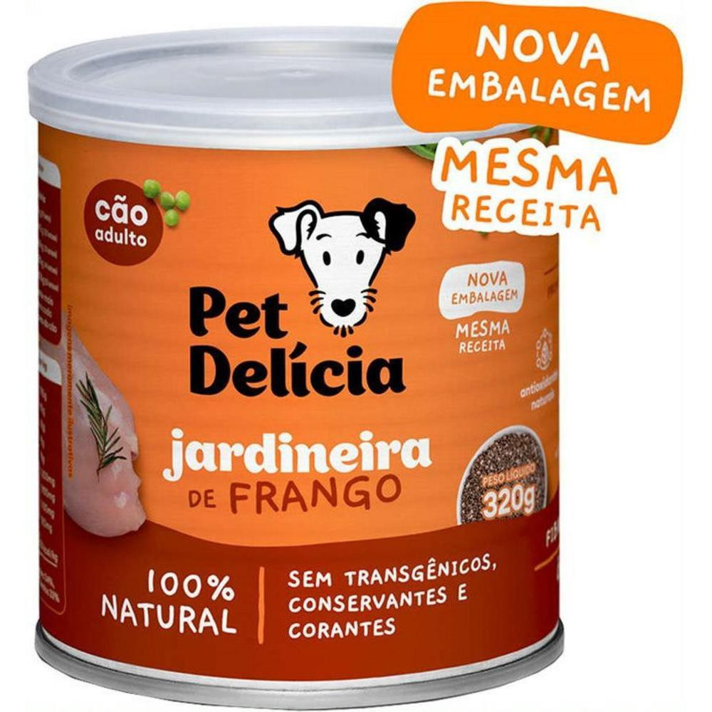 Ração Úmida para Cães Adultos Sabor Jardineira de Frango 320g Pet Delícia em Oferta na Shopee