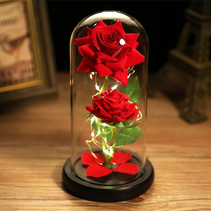 Flor De Folha De Luz LED Rosa Eterna Em Vidro-Presente Para Namorada , Dia Dos Namorados Das Mães E Noivas em Oferta na Shopee
