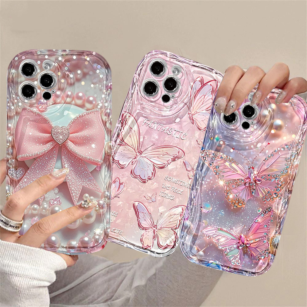 Capa Para iPhone 17 Pro Max 17Air 13 11 16 15 14 12 11 Xs XR S Pérola Cintilante Diamante Borboleta Caso em Oferta na Shopee