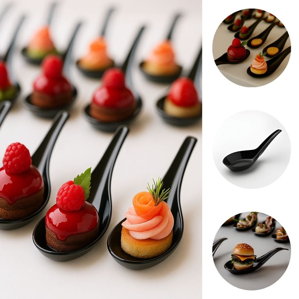 25~150 COLHER INDIANA PARA CANAPÉ BUFFET PRETA  PLASTILANIA em Oferta na Shopee