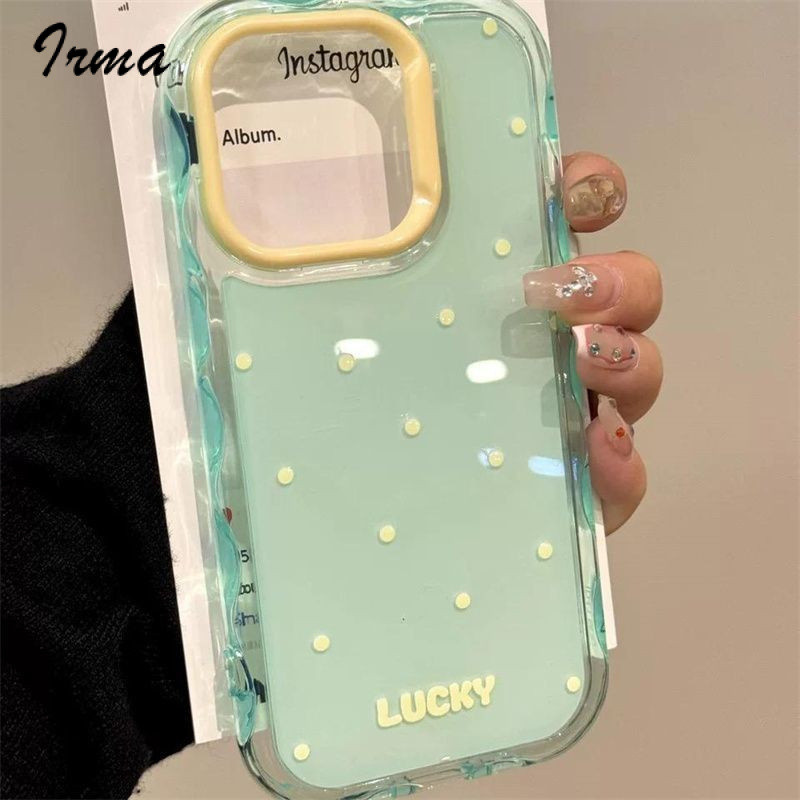 Capa de Telefone Versão Coreana com Bolinhas Adequada para iPhone 16 15 Pro 14 13 Plus 12 11 ProMax Nova Capa Protetora