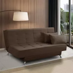 Sofá Cama 3 lugares 1,80m Diana Suede Marrom Adonai Estofados