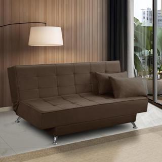 Sofá Cama 3 lugares 1,80m Diana Suede Marrom Adonai Estofados em Oferta na Shopee