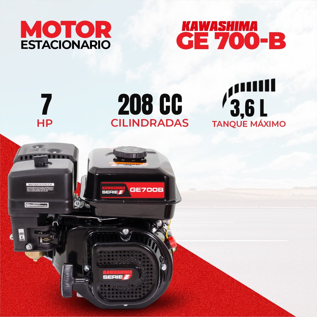 Motor Gasolina Horizontal Estacionario GE700B Manua 7Hp e 13HP Kawashima Original · foto 2