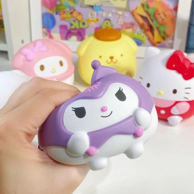Brinquedo de descompressão Sanrio estilo Kawaii Hello Kitty Kuromi Melody Cinnamon Roll Squeeze Toy