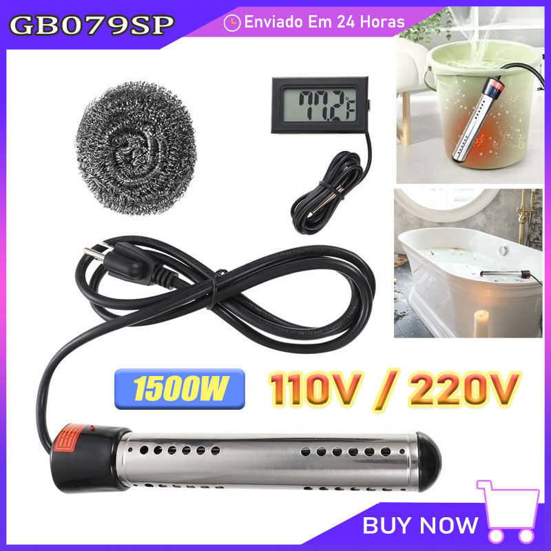 Aquecedor De Água De Imersão 1500w Portátil Com Termômetro  Alta qualidade em Oferta na Shopee