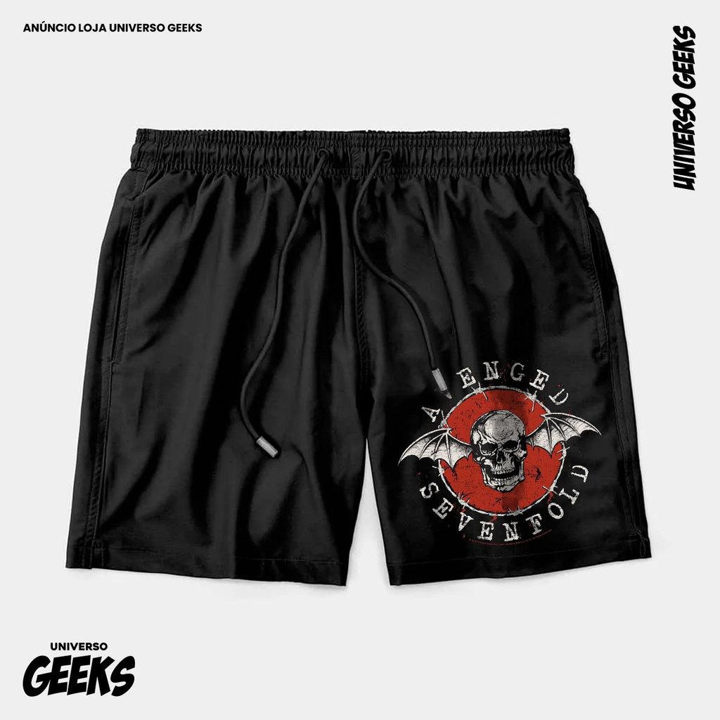 Bermuda Tactel Avenged Sevenfold Banda Logo Short Confortável Com Elastano Ideal Lazer Treino Esportes Praia