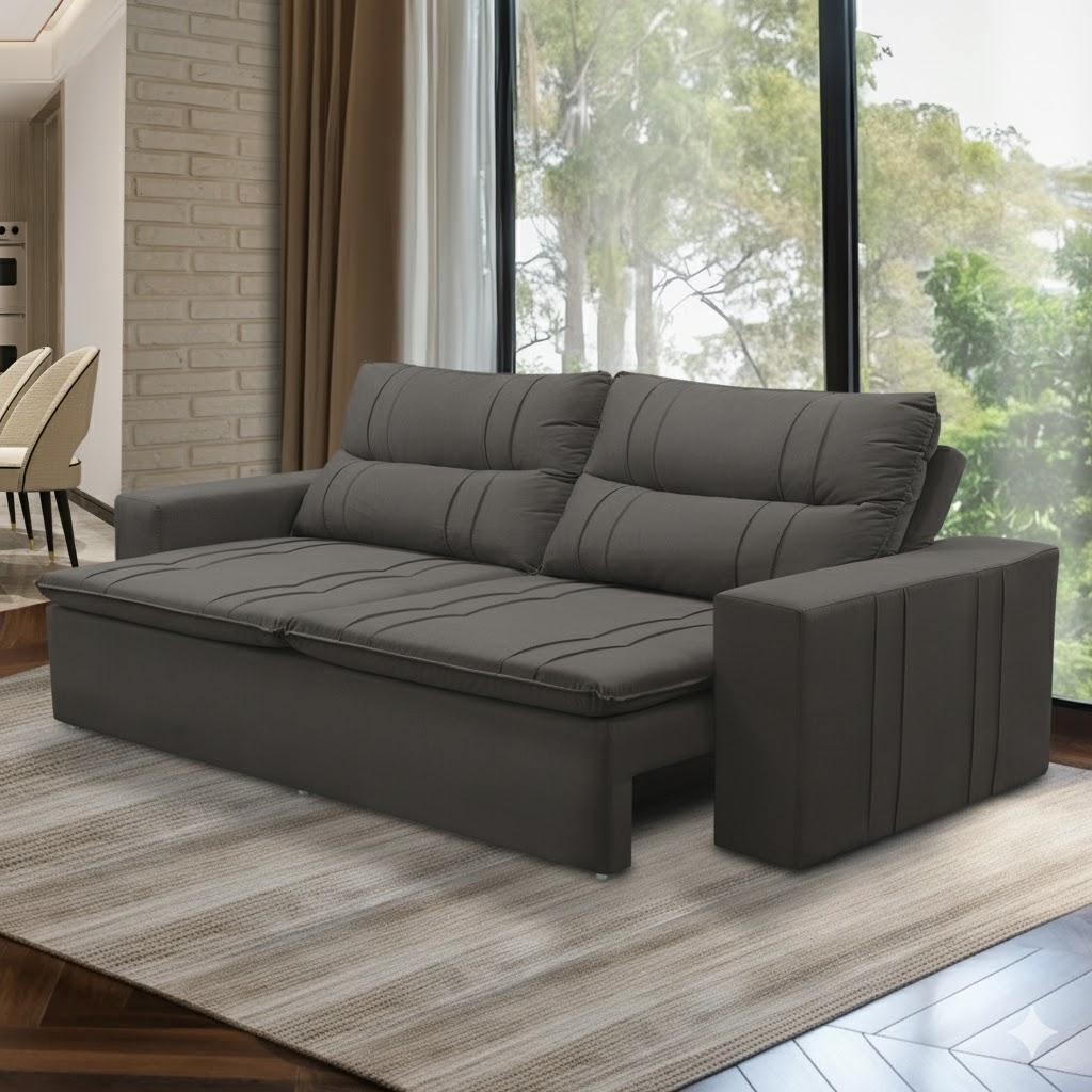 Sofá Retrátil e Reclinável 2 lugares com Molas 1,50m Ester Suede Cinza Adonai Estofados em Oferta na Shopee