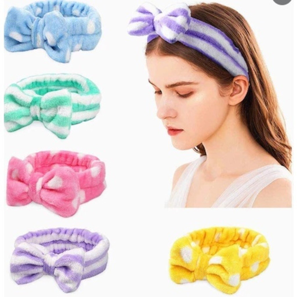 ANA 1108 KIT 3 Faixa Laço Maquiagem Makeup Toalha Tiara Cabelo Rosto Limpo em Oferta na Shopee