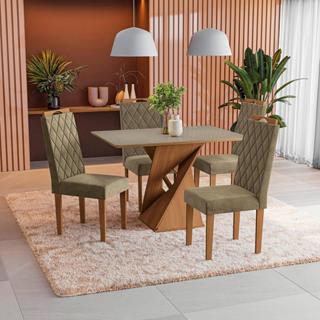 Conjunto Sala de Jantar Luna Kappesberg 4 Cadeiras Veludo Bege em Oferta na Shopee