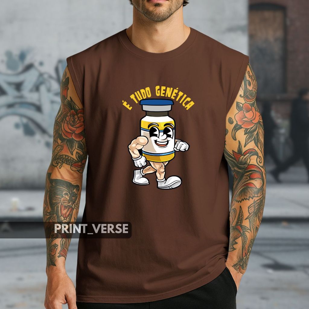 Camiseta Regata Academia Engraçada Tudo Genética Bomba Treino Meme Oversized