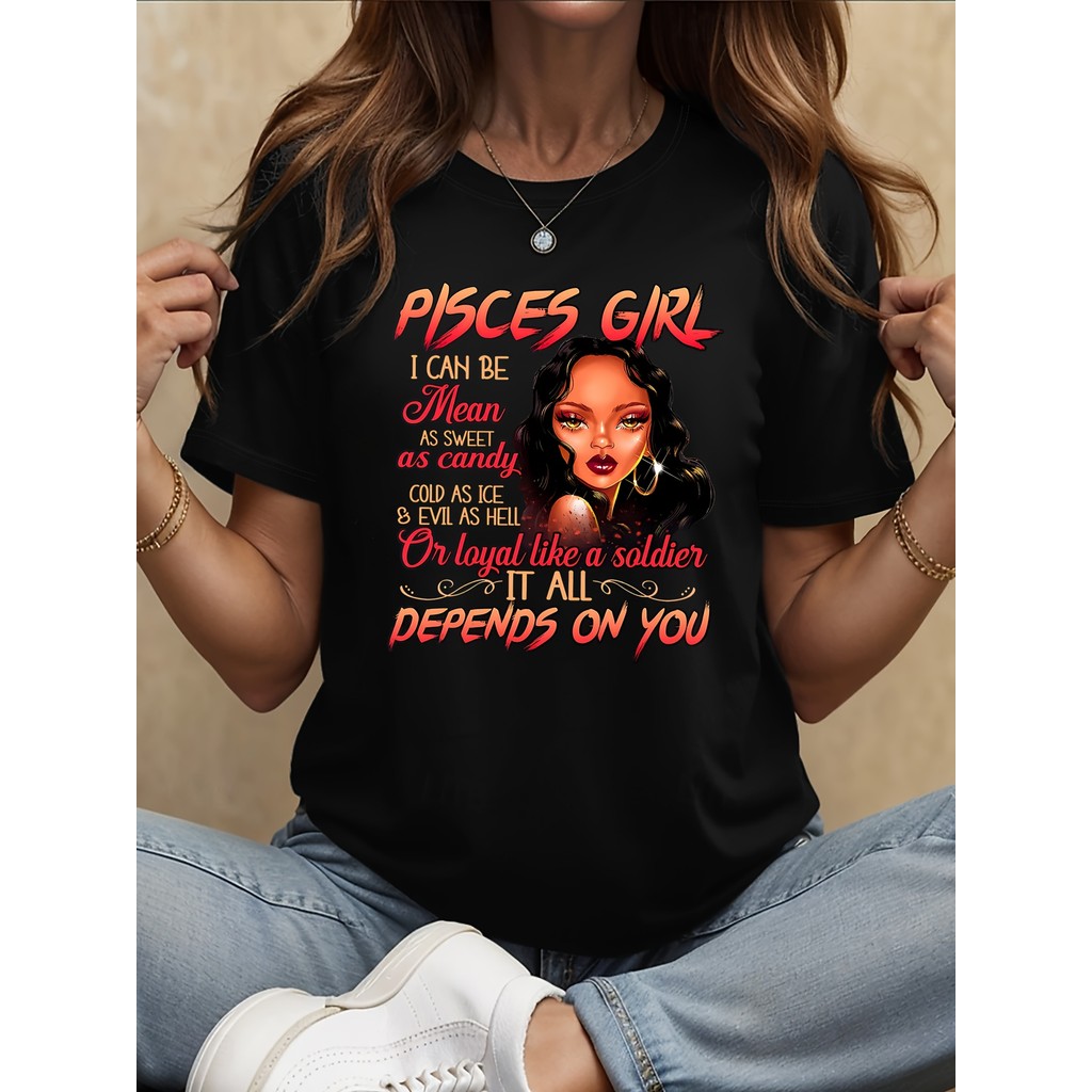 Camiseta Feminina Peixes Zodíaco Signo Estampada Estilosa Confortável Linda Moda Primavera Verão