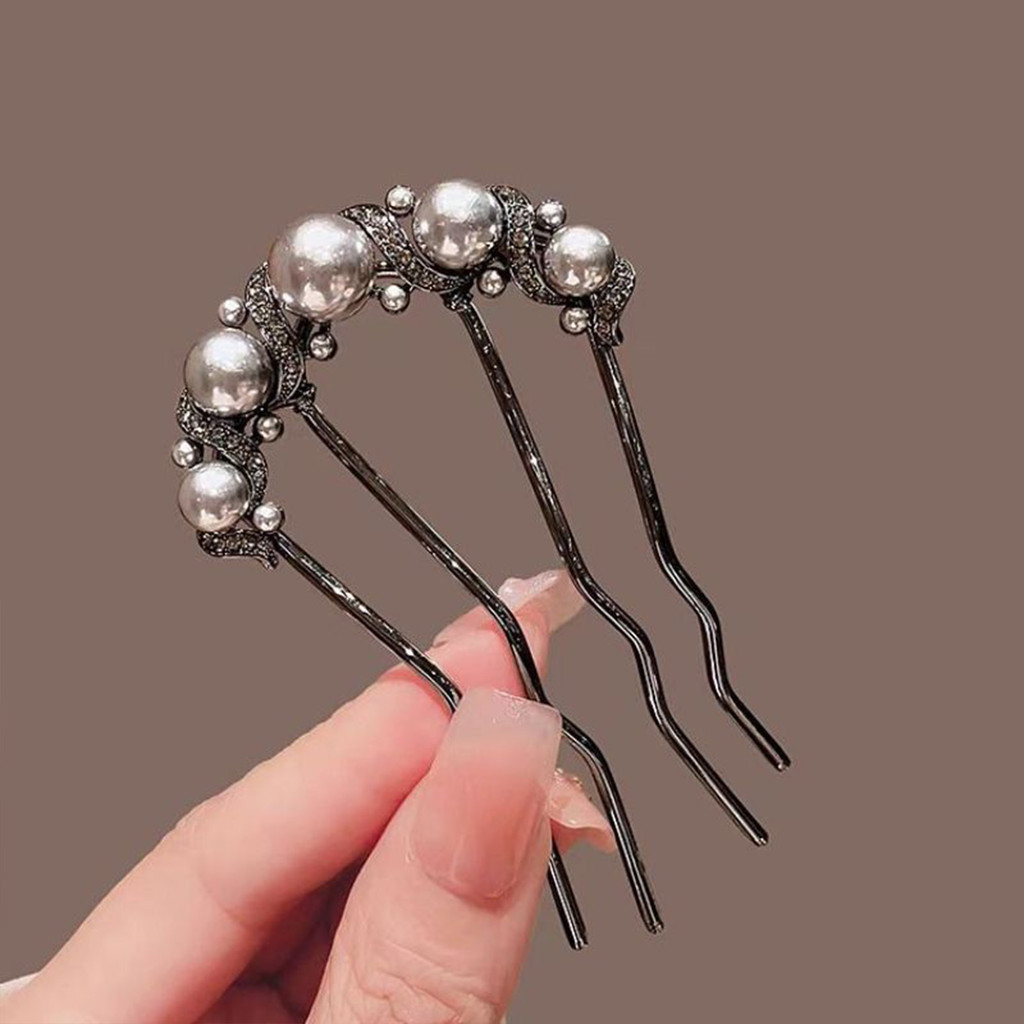 Pente De Cabelo Feminino Com 4 Dentes , Pérolas , Apertos Estáveis , Acessórios De Joias De Noiva Para Mulheres , Menina