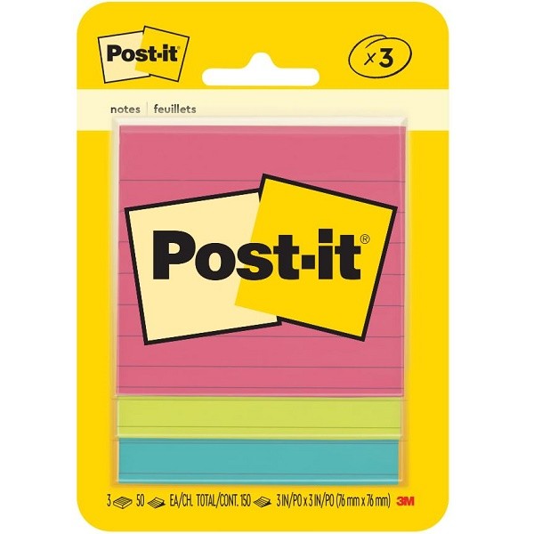 POST-IT Cascata Pautado 76MM X 76MM 3 Blocos