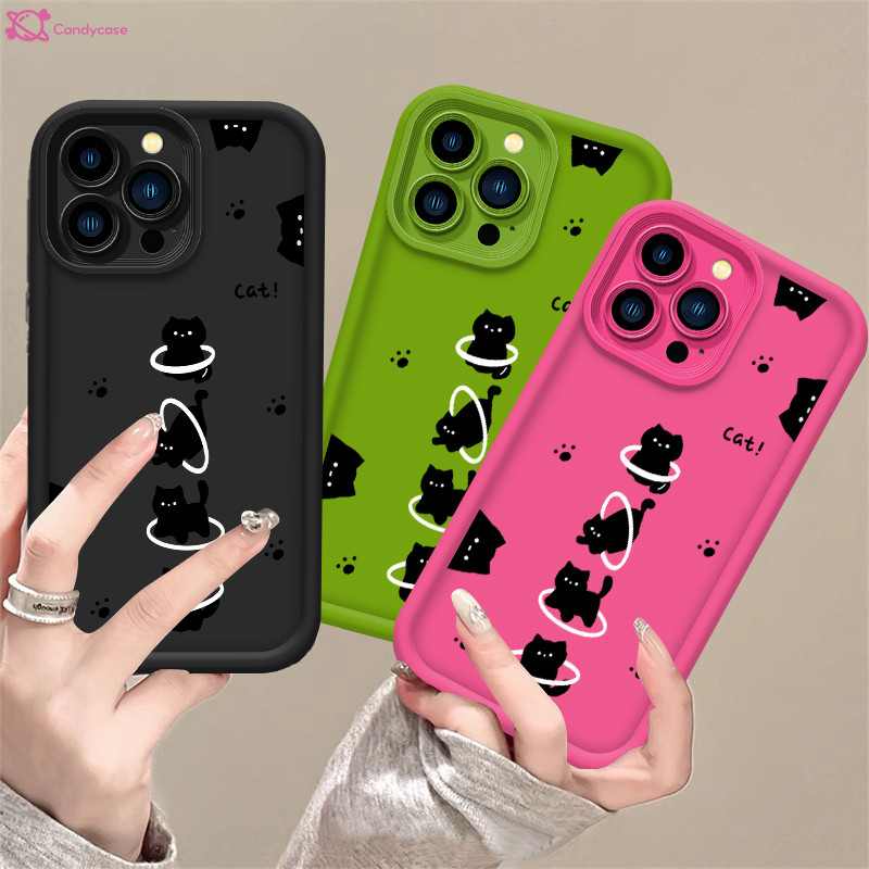 Capa Para Samsung A17 A07 A56 A36 A55 A54 A16 A15 A14 A05S A51 A52 A34 A35 A32 A13 SoftCase Hula Hoop Gato Preto Doces